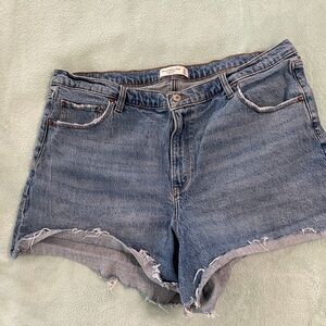 Abercrombie & Fitch Distressed Blue Denim the Dad Short High-Rise Shorts